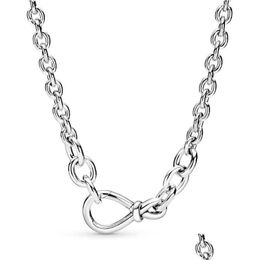 Chaînes 2022 Original 100% 925 Sterling Sier Pan Chunky Infinity Noeud Chaîne Collier Pour Femmes DIY Cadeau Drop Livraison Bijoux Collier Dh0Vs