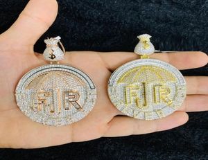 Chaines 2022 Two Tone Iced Out Bling 5A Cubic Zirconia CZ Men Hop Hop Jewelry Money Dollar Umbrella Forever Rich Letter Pendant NEC7610914