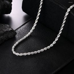 Kettingen 2023 925 Sterling Silver ketting 16-24 inch 3 mm touwketen voor vrouwen Mom Fashion charm feest geschenk sieraden