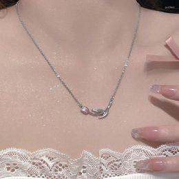 Chaînes 2023 arrivée coréen Simple huile dégoulinant métal tulipe pendentif colliers pour femmes mode doux bijoux fête cadeaux