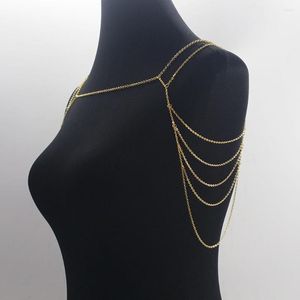 Cadenas 2023 collar de llegada cadena de hombro Color dorado Sexy multicapa Metal borla cuerpo joyería