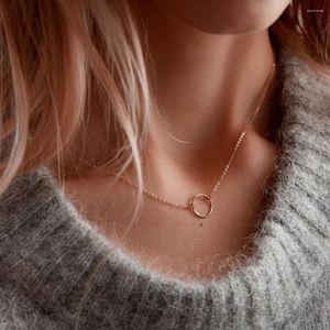 Kettingen 2023 Aankomst eenvoudige cirkel 38 cm Hammer kettingen Rose Gold kleur Minimalistische keten voor vrouwen Memorial Day Gifts