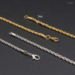 Kettingen 2023 Classic Twisted Rope Chain Men Ketting Breedte 3 mm Figaro Cubaan voor vrouwen sieraden