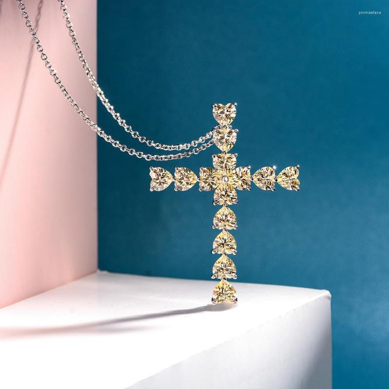 Цепи 2023 Крест ожерелье самка 925 серебряная цепь с высоким содержанием углерода в форме сердца 55