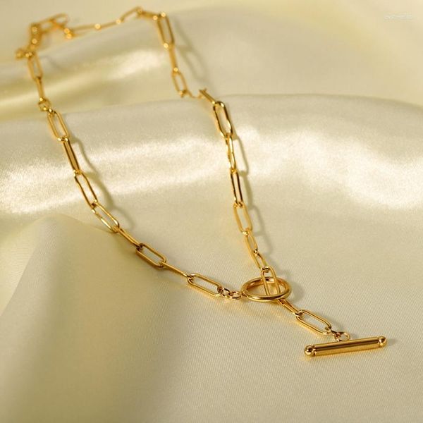 Chaînes 2023 Design en acier inoxydable Link Chain Collier Gold Couleur Plaqué Mode Femmes Bijoux