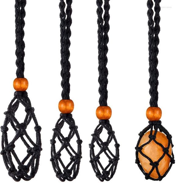 Chaînes 2023 mode coloré à la main tissé maille sac pendentif réglable collier pour femmes hommes bricolage cire ligne corde bijoux cadeaux