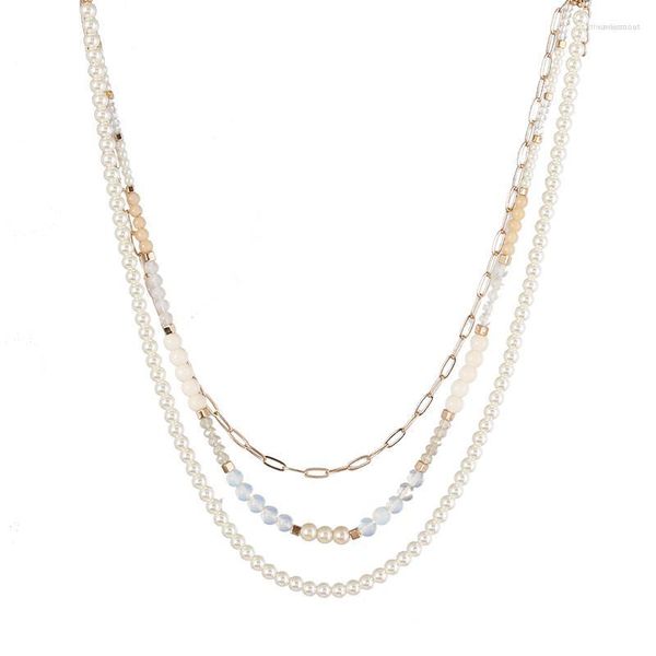 Chaînes 2023 mode perles de cristal perle couches collier ras du cou fête pendentifs bijoux colliers cadeau pour les femmes