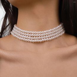 Kettingen 2023 mode sieraden meerlagige laag parel ketting voor vrouwen feest bruiloft bruid kraag choke trendy