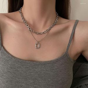 Kettingen 2023 Ijzig Stijl Titanium Staal Dubbellaags Trui Ketting Accessoires Dames Trendy Hiphop Licht Luxe Niche Ketting