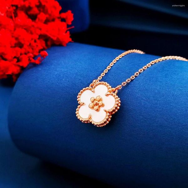 Chaînes 2023 bijoux de haute qualité dame douce chanceuse coquille fleurs printemps fleur de prunier collier pour femmes cadeau