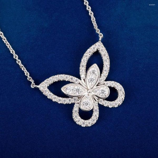 Chaînes 2023 Vente de haute qualité Pur 925 Sterling Silver Party Bijoux pour femmes Europe Luxe Zircon Papillon Collier