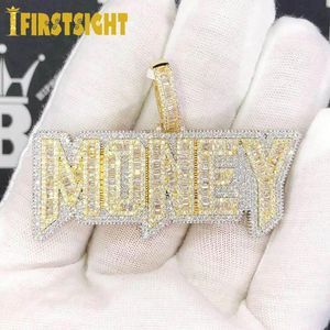 Kettingen 2023 Iced Out Bling Letters Geld Hanger Kettingen Goud Zilver Kleur 5A Zirkoon Charm Heren Hip Hop Sieraden