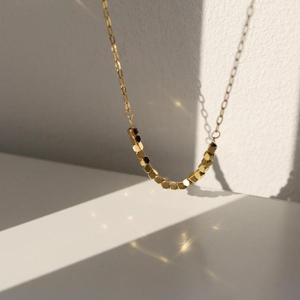 Chaînes 2023 bijoux clignotant carré 316 collier en acier inoxydable chanceux géométrique clavicule chaîne pour les femmes