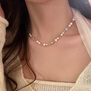 Cadenas 2023 Tendencia coreana Collar de perlas irregulares Delicado Dulce Piedra Resina Cuentas Cadena Gargantilla Collar para mujeres Joyería de fiesta de boda