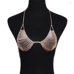 Cadenas 2023 Rhinestone Correa collar cadena verano joyería cuerpo cristal sujetador pecho Bralette arnés Bikini cubierta superior Sexy