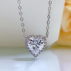Chaînes 2023 S925 Argent 2- Amour Collier Pendentif Femme Haute Carbone Diamant Style Européen Et Américain