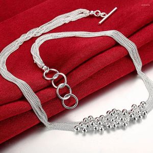 Chaînes 2023 argent 925 collier mode multi-ligne chaîne perles chaîne colliers pour femmes bijoux de luxe
