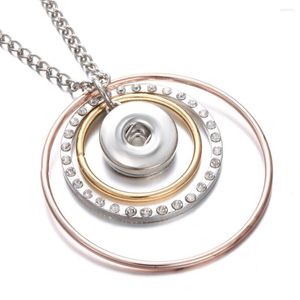 Kettingen 2023 Snap sieraden knop grote ronde 18 mm hanger ketting fit metalen strass knoppen vrouwen