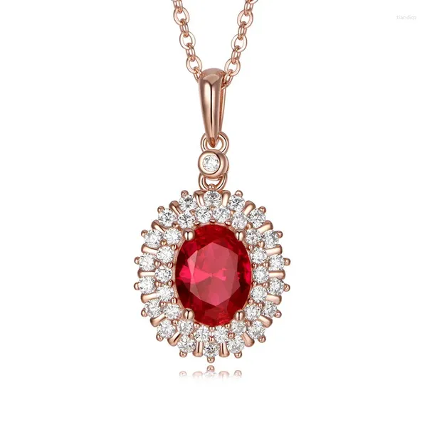 Chaînes 2023 Style Ruby Collier pour femmes Classique Ovale Forme Élégant Vintage Mariage Pierres précieuses 925 Bijoux en argent sterling