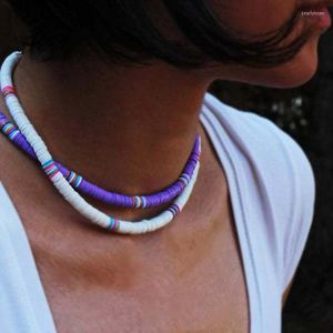 Chaînes 2023 été plage Style colliers faits à la main pour les femmes pliant coloré perlé doux céramique Fragments collier chaîne bijoux
