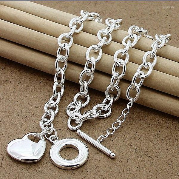 Chaines 2023 TRENDY 925 Collier en argent mode élégant coeur pendentif collates fine bijoux en gros