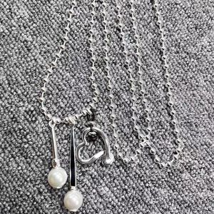 Kettingen 2023 U Node50 Mode geëlektroplateerd 925 Silver Love Fork Chain Pearl Pendant ketting Holiday Jewelry cadeau