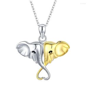 Chaînes 2023 polyvalent et mignon bicolore éléphant Animal collier mode amitié femme cadeau en gros