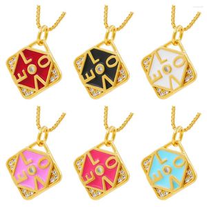 Chaines 2024 Arrivée Huile Dripp Heart Lettres Love Ematel Accessoires Pendre Fashion Choker Collier pour femmes Bijoux Party Gift