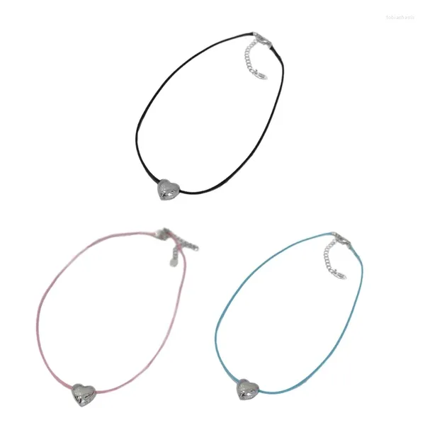 Cadenas 2024 Gótico Color Rope Big Loves Collar colgante de Cabeza de corazón para mujeres Nicho elegante Cadena ajustable Joyería de diseño simple