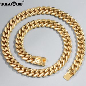 Cadenas 2024 Hombres Golden Metal Cuban Chain Link Collar Moda Minimalista Bling Miami Gargantilla Joyería de los hombres Regalos