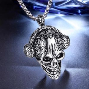 Kettingen 2024 Schedel Headset Hanger Retro Punk Man Titanium Stalen Ketting Ghost Head Luisteren Naar Muziek Accessoires