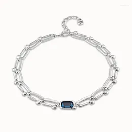 Kettingen 2024 Spanje Unode 50 sieraden prachtige hoge waarde ring set blauw kristallen ketting elegant damescadeau