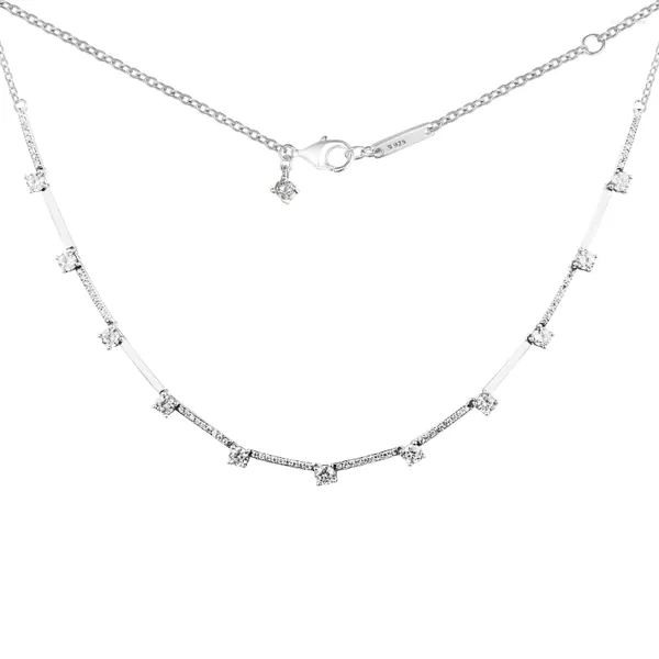 Chaînes 2024 Sparkling Pave Collier Bars Collier 925 Bijoux en argent sterling pour femmes Cadeau de fête de mariage Collares