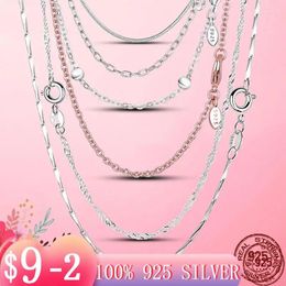 Kettingen 2024 Women Classic Cable Chain Necklace Rose Gold Color 925 Silver Sieraden Sieraden Maken Gift