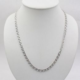 Chaînes 20INCH Pure 925 Sterling Silver Necklace 5mm Chaîne à maillons cubains pour hommes