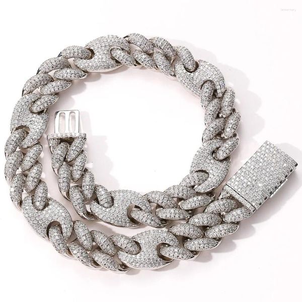 Cadenas 20 mm Big Heavy Hip Hop 5A CZ Piedra pavimentada Bling Iced Out Sólido Grano de café Collar de cadena de eslabones cubanos para hombres Joyería de rapero