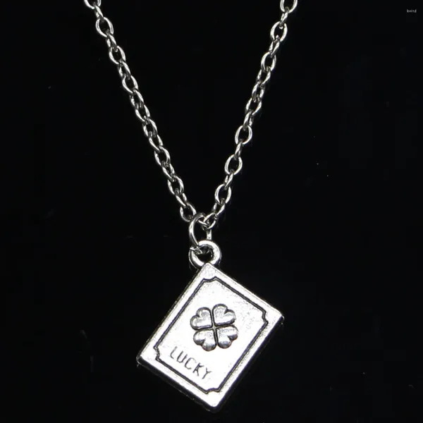 Chaînes 20pcs Collier de mode 15x13x3mm Lucky Clover Book Pendentifs Court Long Femmes Hommes Colar Cadeau Bijoux Tour de Cou