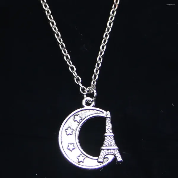 Chaines 20pcs Collier de mode 22x19mm Eiffel Tower Paris Moon Pendants courts longs femmes hommes collarie bijourie