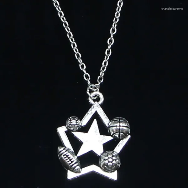 Chaînes 20pcs Collier de mode 30x25mm Star Football Football Baseball Pendentifs Court Long Femmes Hommes Cadeau