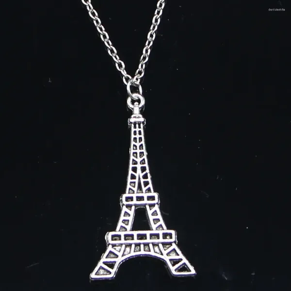 Cadenas 20 unids Collar de moda 44x24mm Torre Eiffel París Colgantes Corto Largo Mujeres Hombres Colar Regalo Joyería Gargantilla