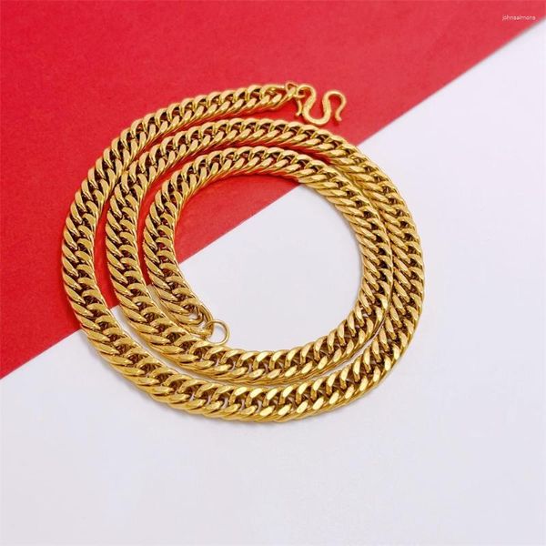 Cadenas Collares de cadena larga de 24 pulgadas para hombres Chapado en oro 10 mm de ancho Collar básico Homme Joyería de moda Regalos de fiesta al por mayor