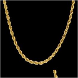 Chaînes 24K Gold Long Chain Collier Hommes Bijoux Marque Gothic Male Giftssize18-30inch 5mm Drop Livraison Colliers Pendentifs Dhd30