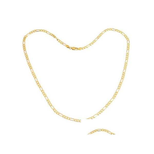 Chaînes 24K Gold Platinum Plaqué 4,5 mm Mens NK Links Figaro Collier Colliers Vintage Bijoux 20 pouces 50cm Drop Livraison Colliers Stylo DHPVQ