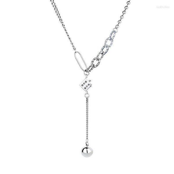 Chaînes 263L ZFSILVER Mode Argent 925 À La Mode Rétro Boule Gland Dés Pendentif Collier Long Pull Pour Femmes Charme Bijoux Accessoires