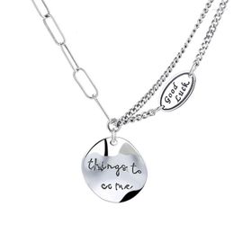 Chaînes 281L ZFSILVER Mode Argent 925 À La Mode Rétro Lettre Chose À Venir Bonne Chance Collier Rond Pour Femmes Charmes Bijoux Accessoires