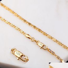 Chaînes 2 mm 18 km collier de mode Colliers de cou femme pour femmes pour dames bijoux de luxe 16 18 20 22 24 26 28 30 pouces Drop livraison pe dhzxu