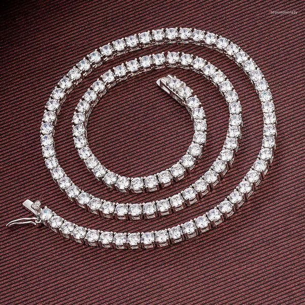 Cadenas 2 mm-5 mm Collar de moissanita real Colorfast S925 Plata esterlina Cadena de tenis de diamante completa europea con paquete de caja GRA