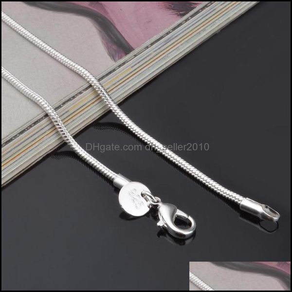 Cadenas 2 mm 925 Sterling Sier Collar de cadena de serpiente 16 18 20 22 24 pulgadas Cadenas Joyería de diseño Precio de fábrica al por mayor 412 Q2 Drop Del Dhtg6