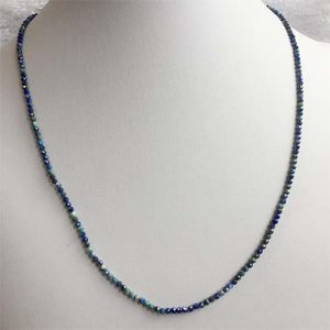 Kettingen 2 mm gefacetteerde blauwe Braziliaanse azuriet ketting vintage natuursteen sieraden nobele elegante prachtige prachtige kralenketting choker collier