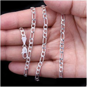 Cadenas 2 mm Figaro Cadena Collares para hombres 31 925 Sterling Sier Plateado Diseño plano Mujeres Joyería de moda Accesorios DIY 16 Joyería Cuello Dhxrw